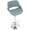 Fabrizzi Mid-Century Modern Adjustable Barstool with Swivel in Chrome Metal, Walnut Wood and Blue Fabric with Rounded T Footrest- Set of 3 — lifestyle photo 1