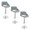 Fabrizzi Mid-Century Modern Adjustable Barstool with Swivel in Chrome Metal, Walnut Wood and Blue Fabric with Rounded T Footrest- Set of 3 — pair view