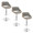 Fabrizzi table in Chrome Metal, Walnut Wood, Grey Noise Fabric, featuring swivel and adjustable height