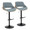 Fabrizzi Mid-Century Modern Adjustable Barstool in Walnut Wood, Black Metal and Blue Fabric with Rounded T Footrest- Set of 2 — pair view