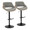 Fabrizzi Mid-Century Modern Adjustable Barstool in Walnut Wood, Black Metal and Noise Grey Fabric with Rounded T Footrest- Set of 2 — pair view