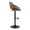 Fabrizzi Mid-Century Modern Adjustable Barstool in Walnut Wood, Black Metal and Noise Grey Fabric with Rounded T Footrest- Set of 2 — side view