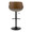 Fabrizzi Mid-Century Modern Adjustable Barstool in Walnut Wood, Black Metal and Noise Grey Fabric with Rounded T Footrest- Set of 2 — back view