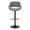 Fabrizzi Mid-Century Modern Adjustable Barstool in Walnut Wood, Black Metal and Noise Grey Fabric with Rounded T Footrest- Set of 2 — front view