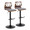 Folia Mid-Century Modern Adjustable Barstool with Swivel in Black Metal, Walnut Wood and Grey Fabric with Rounded T Footrest- Set of 2 — pair view