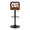 Folia Mid-Century Modern Adjustable Barstool with Swivel in Black Metal, Walnut Wood and Grey Fabric with Rounded T Footrest- Set of 2 — back view