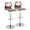 Folia Mid-Century Modern Adjustable Barstool with Swivel in Chrome Metal, Walnut Wood and Grey Fabric with Rounded T Footrest- Set of 2 — pair view