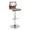 Folia Mid-Century Modern Adjustable Barstool with Swivel in Chrome Metal, Walnut Wood and Grey Fabric with Rounded T Footrest- Set of 2 — product view