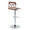 Folia Mid-Century Modern Adjustable Barstool with Swivel in Chrome Metal, Walnut Wood and Grey Fabric with Rounded T Footrest- Set of 2 — rear three-quarter view