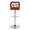 Folia Mid-Century Modern Adjustable Barstool with Swivel in Chrome Metal, Walnut Wood and Grey Fabric with Rounded T Footrest- Set of 2 — back view