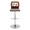 Folia Mid-Century Modern Adjustable Barstool with Swivel in Chrome Metal, Walnut Wood and Grey Fabric with Rounded T Footrest- Set of 2 — front view