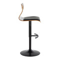 Folia table in Black Metal, Walnut Wood, Black PU, side view, featuring swivel and adjustable height