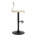 Folia table in Black Metal, Zebra Wood, Cream PU, side view, featuring swivel and adjustable height
