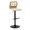Folia Mid-Century Modern Adjustable Barstool with Swivel in Black Metal, Zebra Wood and Cream Faux Leather with Rounded T Footrest - Set of 2 — product view