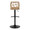 Folia Mid-Century Modern Adjustable Barstool with Swivel in Black Metal, Zebra Wood and Cream Faux Leather with Rounded T Footrest - Set of 2 — back view