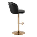 Fran table in Gold Metal, Black PU, side view, featuring swivel and adjustable height