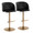 Fran Contemporary Adjustable Barstool in Gold Metal and Black Faux Leather with Rounded T Footrest- Set of 2 — pair view