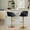 Fran Contemporary Adjustable Barstool in Gold Metal and Black Faux Leather with Rounded T Footrest- Set of 2 — lifestyle photo 2