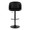 Fran Contemporary Adjustable Barstool in Black Metal and Black Faux Leather with Rounded T Footrest- Set of 2 — front view