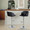 Fran table in Chrome Metal, Black PU, featuring swivel and adjustable height