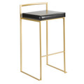 Fuji Contemporary Barstool in Gold with Black Faux Leather- Set of 2 — product view