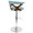 Gardenia table in Chrome Metal, Walnut Wood, Teal Fabric, back and side view