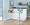 Gardenia Mid-Century Modern Adjustable Barstool with Swivel in Chrome Metal, Walnut Wood and Teal Fabric with Rounded T Footrest — lifestyle photo 6