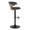 Gardenia Contemporary Adjustable Barstool with Swivel in Black Metal, Walnut Wood and Charcoal Fabric with Rounded T Footrest- Set of 2 — side view