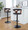 Gardenia Contemporary Adjustable Barstool with Swivel in Black Metal, Walnut Wood and Charcoal Fabric with Rounded T Footrest- Set of 2 — lifestyle photo 3