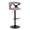 Gardenia Contemporary Adjustable Barstool with Swivel in Black Metal, Walnut Wood and Light Grey Fabric with Rounded T Footrest- Set of 2 — product view