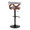 Gardenia Contemporary Adjustable Barstool with Swivel in Black Metal, Walnut Wood and Light Grey Fabric with Rounded T Footrest- Set of 2 — rear three-quarter view
