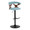 Gardenia Contemporary Adjustable Barstool with Swivel in Black Metal, Walnut Wood and Teal Fabric with Rounded T Footrest- Set of 2 — product view
