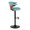 Gardenia Contemporary Adjustable Barstool with Swivel in Black Metal, Walnut Wood and Teal Fabric with Rounded T Footrest- Set of 2 — side view