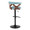 Gardenia Contemporary Adjustable Barstool with Swivel in Black Metal, Walnut Wood and Teal Fabric with Rounded T Footrest- Set of 2 — rear three-quarter view