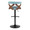 Gardenia Contemporary Adjustable Barstool with Swivel in Black Metal, Walnut Wood and Teal Fabric with Rounded T Footrest- Set of 2 — back view