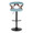 Gardenia Contemporary Adjustable Barstool with Swivel in Black Metal, Walnut Wood and Teal Fabric with Rounded T Footrest- Set of 2 — front view