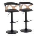 Gardenia Contemporary Adjustable Barstool with Swivel in Whitewashed Wood, Black Metal and Charcoal Fabric with Rounded T Footrest- Set of 2 — pair view