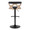 Gardenia Contemporary Adjustable Barstool with Swivel in Whitewashed Wood, Black Metal and Charcoal Fabric with Rounded T Footrest- Set of 2 — back view