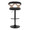 Gardenia Contemporary Adjustable Barstool with Swivel in Whitewashed Wood, Black Metal and Charcoal Fabric with Rounded T Footrest- Set of 2 — front view