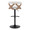 Gardenia Contemporary Adjustable Barstool with Swivel in Whitewashed Wood, Black Metal and Cream Fabric with Rounded T Footrest- Set of 2 — back view