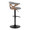 Gardenia table in Whitewashed Wood, Black Metal, Light Grey Fabric, back and side view, featuring swivel and upholstered seat