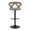 Gardenia table in Whitewashed Wood, Black Metal, Light Grey Fabric, front view, featuring swivel and upholstered seat