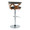Gardenia table in Chrome Metal, Walnut Wood, Charcoal Fabric, back and side view, featuring swivel and upholstered seat