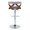 Gardenia Mid-Century Modern Adjustable Barstool with Swivel in Chrome Metal, Walnut Wood and Light Grey Fabric with Rounded T Footrest- Set of 2 — back view