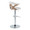 Gardenia table in Chrome Metal, Whitewashed Wood, Cream Fabric, back and side view, featuring swivel and upholstered seat