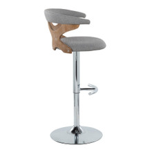 Gardenia table in Chrome Metal, Whitewashed Wood, Oat Fabric, side view, featuring swivel and upholstered seat