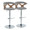 Gardenia table in Chrome Metal, Whitewashed Wood, Oat Fabric, coordinated set view, featuring swivel and upholstered seat