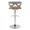 Gardenia table in Chrome Metal, Whitewashed Wood, Oat Fabric, back view, featuring swivel and upholstered seat