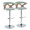 Gardenia table in Chrome Metal, Whitewashed Wood, Seafoam Green Fabric, coordinated set view, featuring swivel and upholstered seat