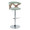Gardenia table in Chrome Metal, Whitewashed Wood, Seafoam Green Fabric, product view, featuring swivel and upholstered seat